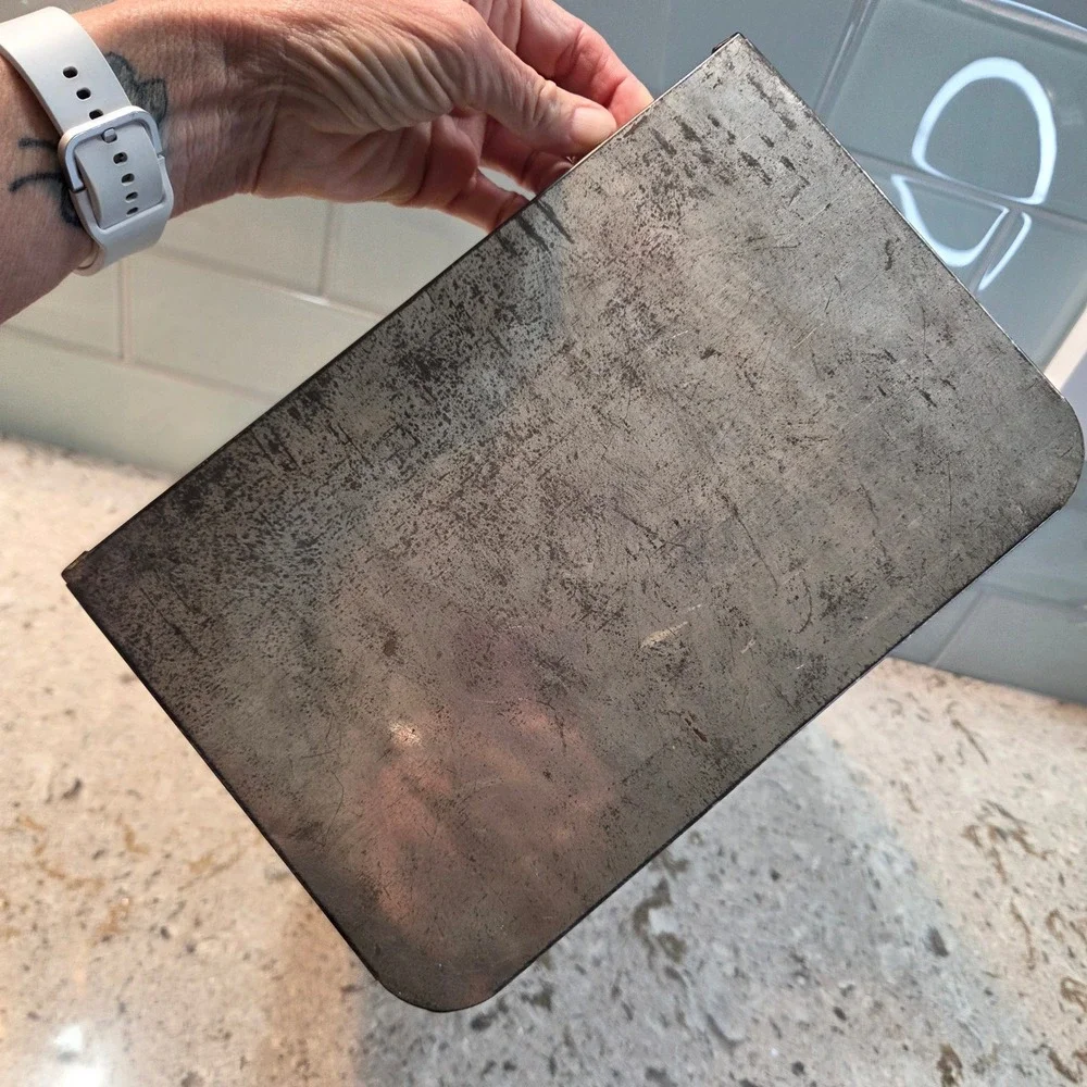 Vintage Galvanized Metal Bread Box Rustic Farmhouse Sliding Lid Kitchen Storage
